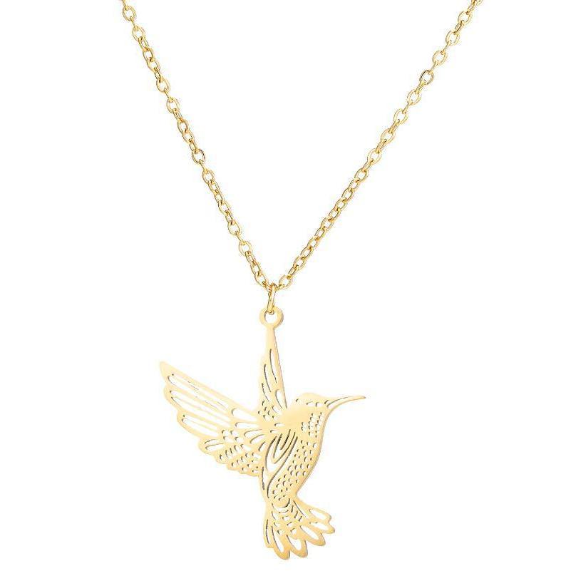 Hummingbird Pendant Necklace, Women's Stainless Steel Minimalist Jewelry
