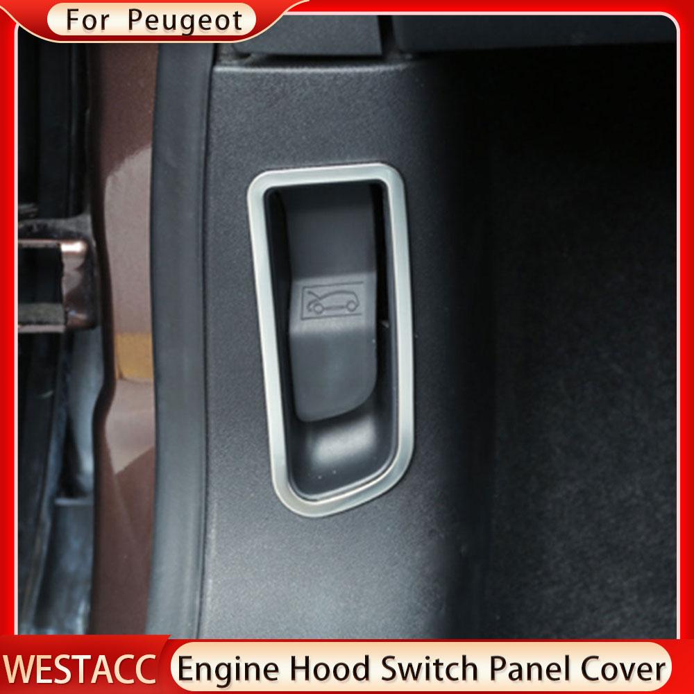 Ανοξείδωτο Ατσάλι Κάλυμμα Πάνελ Διακόπτη Κουμπιού Καπό Κινητήρα Αυτοκινήτου Διακοσμητικό Αυτοκόλλητο Επένδυση για Peugeot 2008 2014 - Αριστεροτίμονο