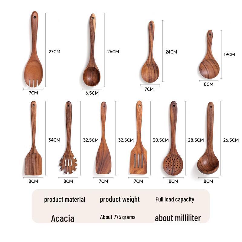 Abay Teak 10-Piece Cooking Utensil Set