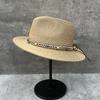 25 Bohemian Ethnic Style Retro Wide-Brimmed Straw Hat Women'S Outdoor Outing Beach Sunscreen Sunshade Jazz Hat