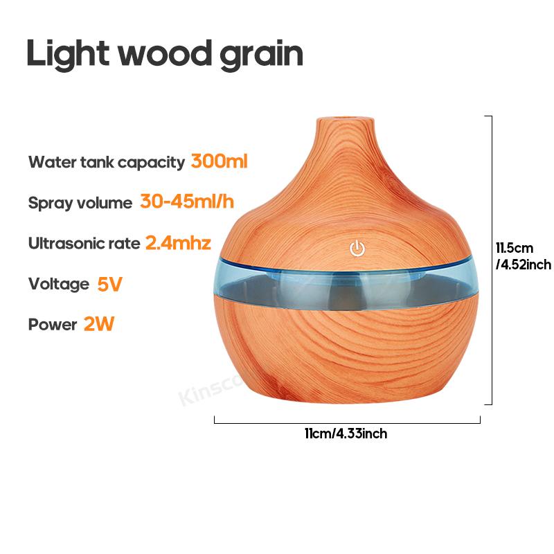 Wood Grain zvlhčovač 300ml USB Aroma Difuzér Atomizér Usb zvlhčovač pro domácnost Hydratační přístroj Stolní zvlhčovač