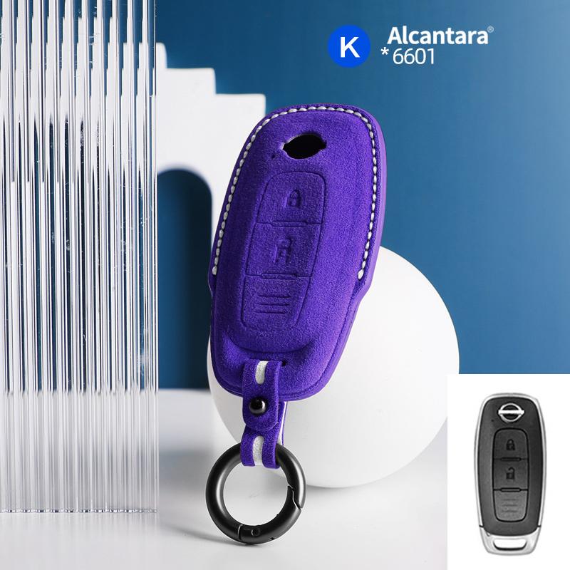 Car Key Case Cover Holder Key Buckle Alcantara For 2022-2023 Nissan X-trail T33 Qashqai J12 Teana Altima Ariya Keychain