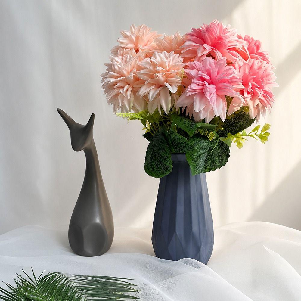 Silk Petals Dahlia Artificial Flower 7 Heads Faux Flower Simulation Flower  Living Room Decor