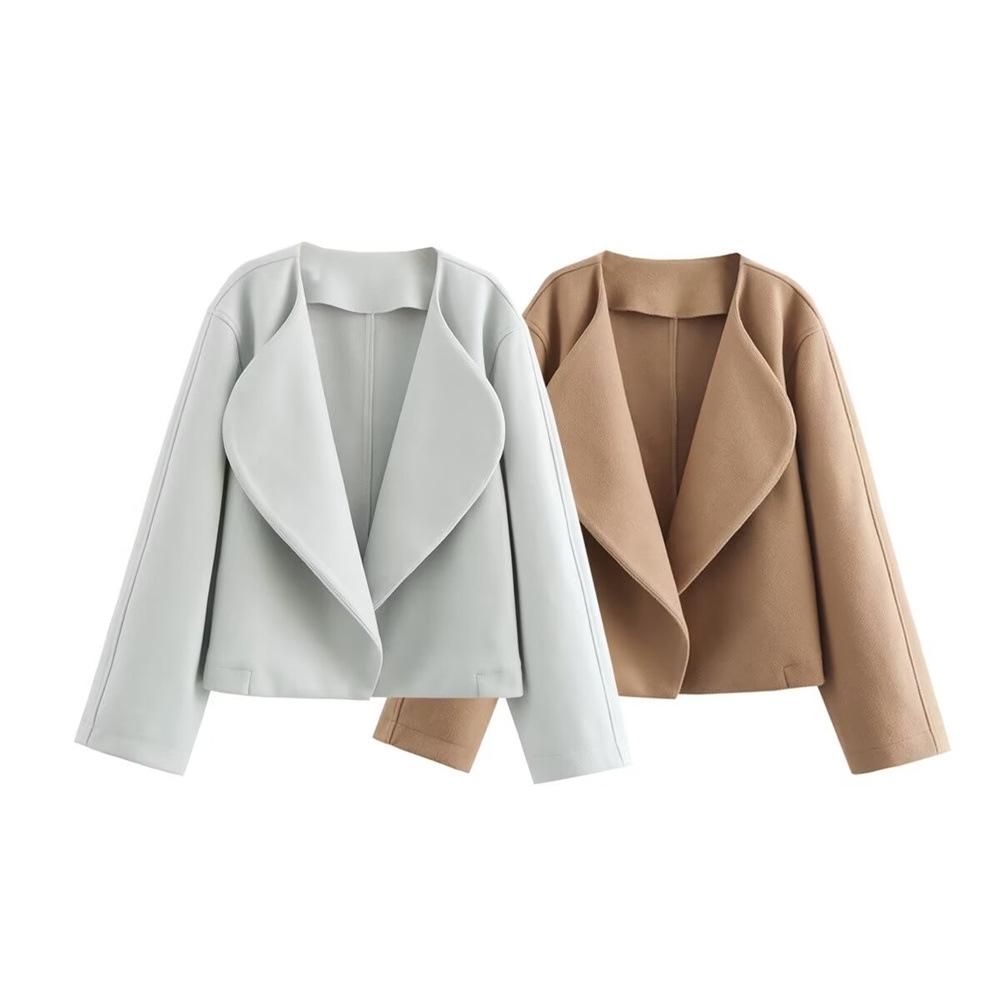 

PB&ZA Women s Two-Tone Long-Sleeve Lapel Coat - 2024 Autumn/Winter Collection Medium