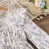 Großes Mädchen Herbst Neu Lässig Urlaub Pastoral Frisch Floral Langarm Langes Kleid