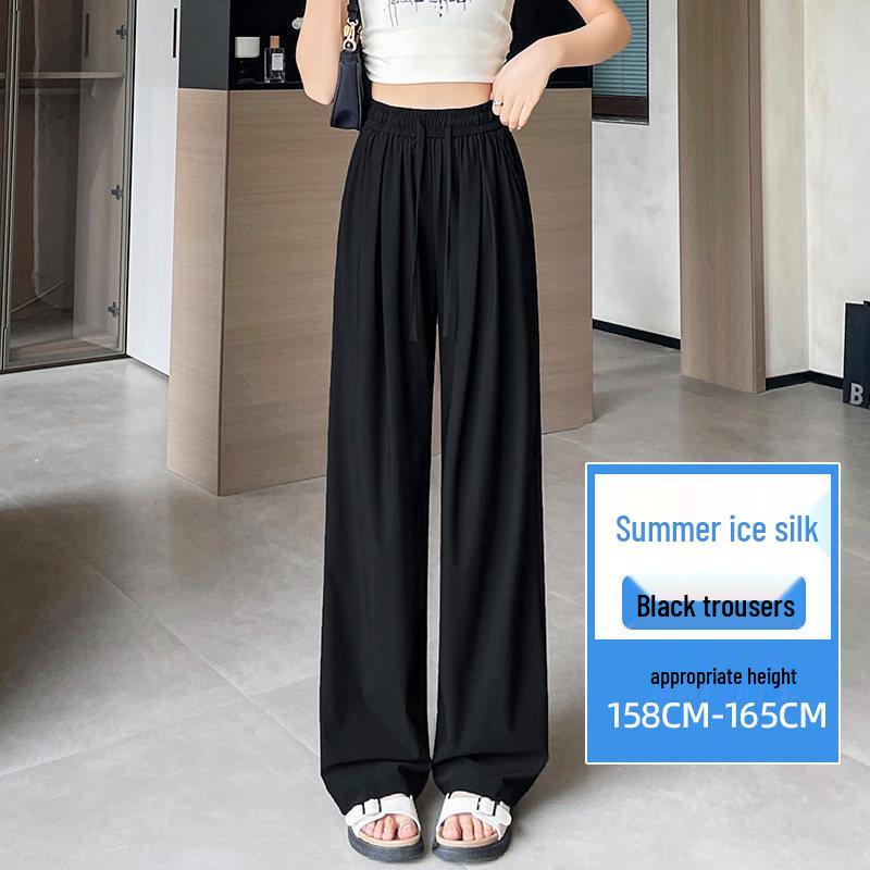 

Tall Women s Quick-Dry Ice Silk Wide-Leg Pants - Plus Size, Floor-Length (170CM), Slimming and Casual for Summer 3XL