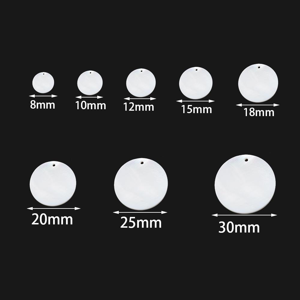 5-30 ks Přírodní mušlové kotoučky 8-30 mm Bílé ploché kulaté mušlové korálky s dírkou Pro výrobu šperků na míru Náramek Náhrdelník Náušnice Dekorace