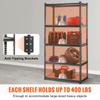 5-Tier Adjustable Heavy Duty Metal Storage Shelf, 2000 lbs 36"×18"×72" Black Rack for Garage Kitchen Basement Laundry