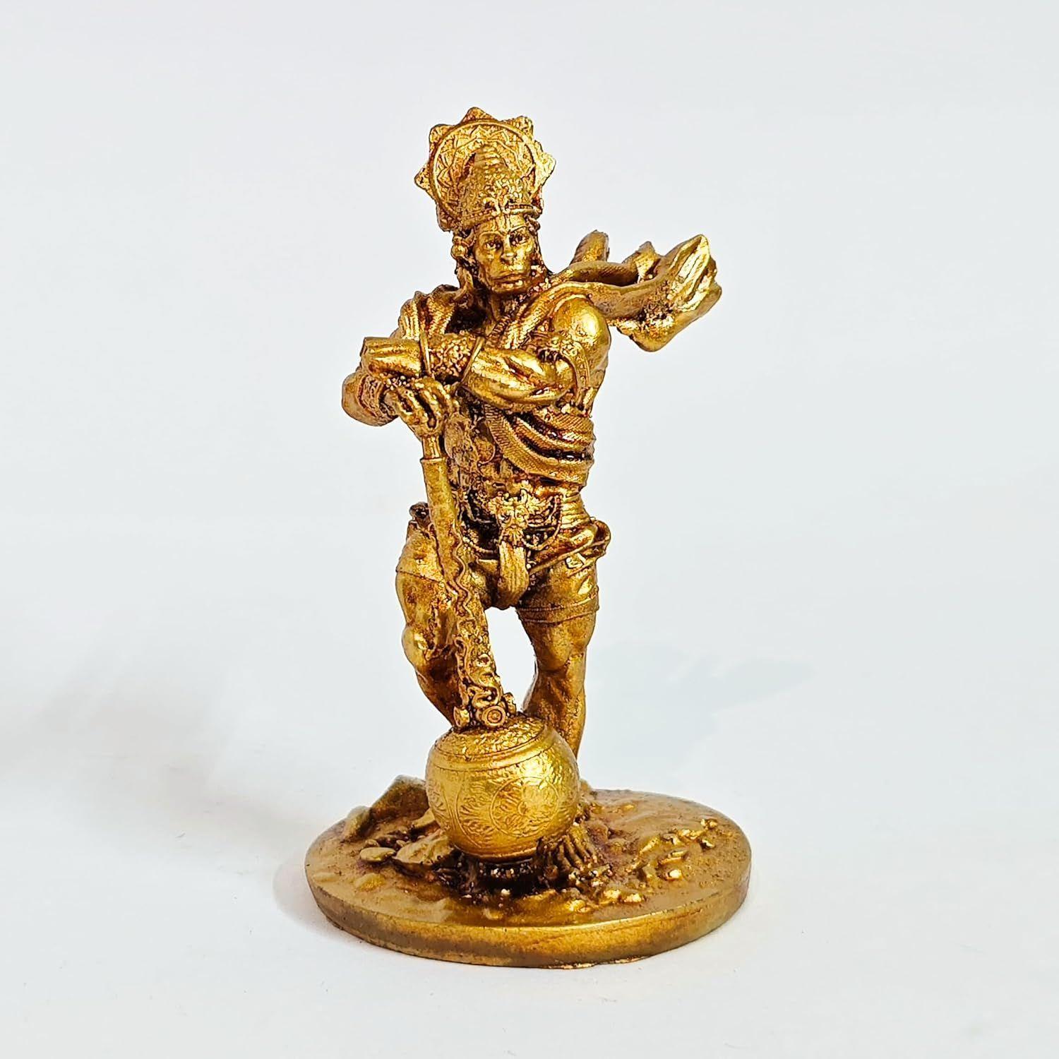 Bahubali Hanuman Resin Showpiece | Golden Finish