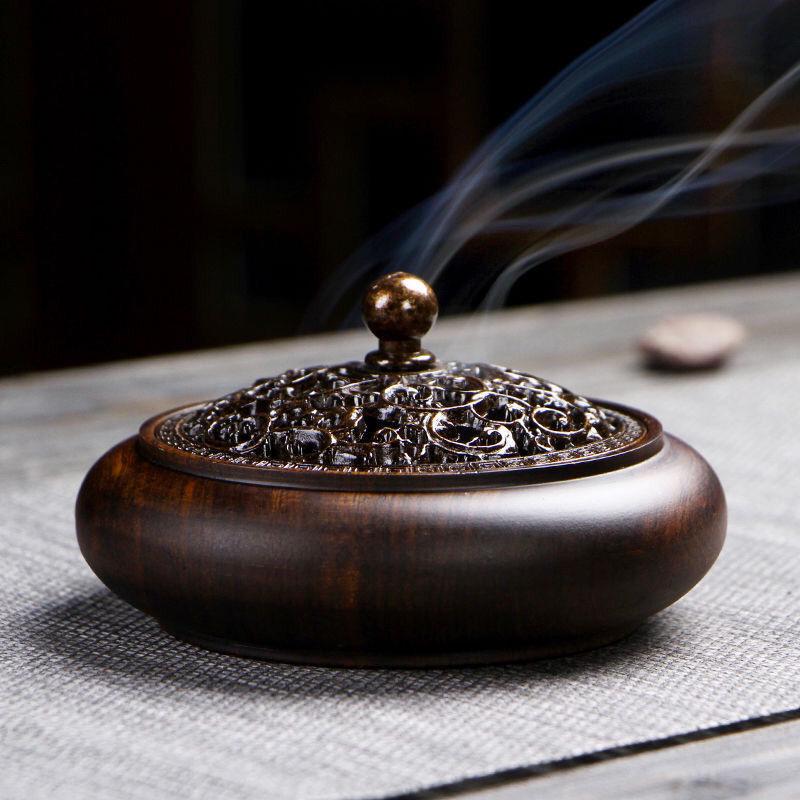 Ebony Large Wooden Sandalwood Incense Burner | Indoor Auspicious Clouds Agarwood Holder | Creative Tea Ceremony Ornament