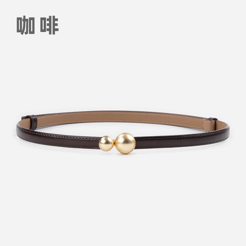 Buckle Women'S Belt Genuine Leather Women'S Belt Cowhide Waist Thin Women'S Belt Decorative Women'S Style