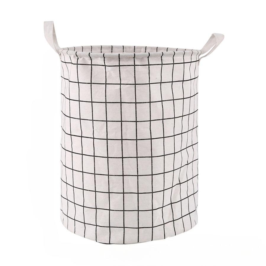 Household Dirty Clothes Basket, Toy Storage Bucket, Grid Fabric Large Foldable Waterproof Storage Basket