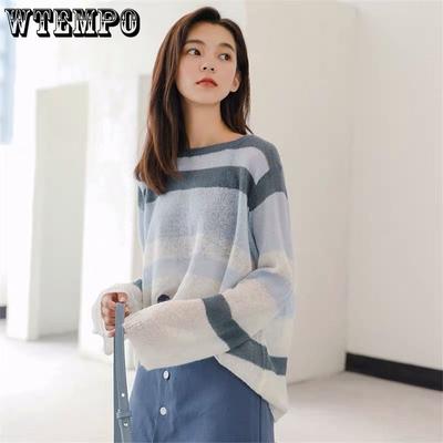 Sweter damski z okrągłym dekoltem na jesień i zimę, podstawowy sweter, ciepły, swobodny, swetry, koreański, z długim rękawem, dzianinowy, dół, koszula