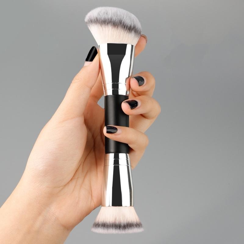 Duals Ended Liquid Makeup Brush Round & Angled Makeup Brushes,Synthetic Makeup Brush for Blending and Application Liquid