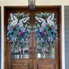 Artificial Spring Wreath Decorative Floral with Fake Butterflies