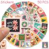 50Pcs/Set Pink Christmas Stamp Series 02 Stickers DIY Fashion Waterproof Doodle Decals Stickers