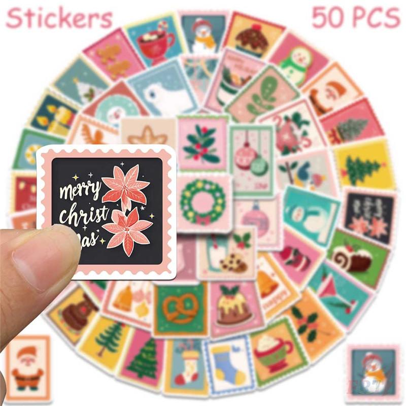 50Pcs/Set Pink Christmas Stamp Series 02 Stickers DIY Fashion Waterproof Doodle Decals Stickers