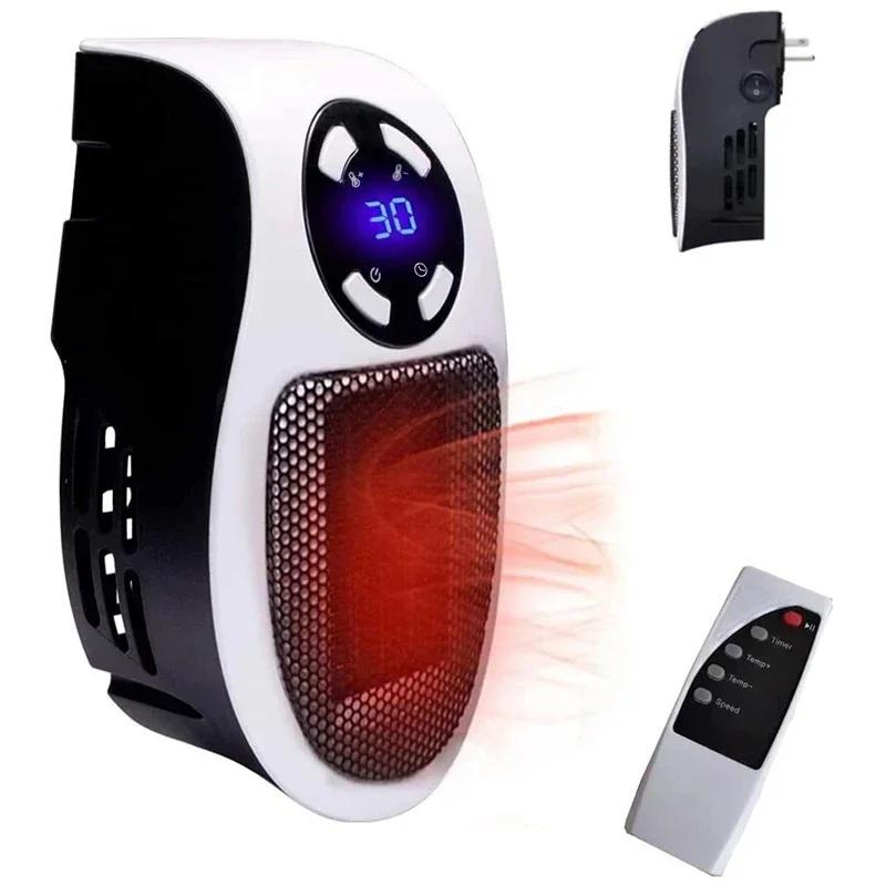 

Portable Electric Mini Heater Fast Heating Remote Control Plug-in Wall Hand Warmer for Room Office Desk EU белый