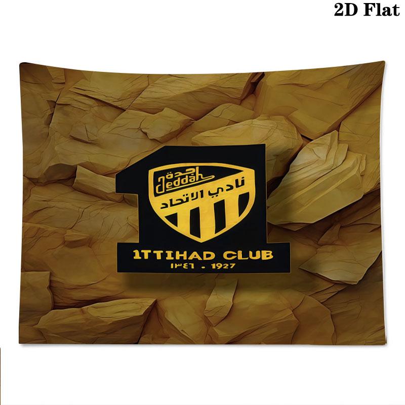 Al-Ittihad FC Wall Tapestry Aesthetic Wall Hanging Printed Fabric Blanket Decorative Tapestries for Bedroom Living Room Home Decor