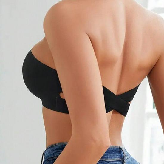 Women's European & American Style Seamless One-Shoulder Strapless Bandeau - Anti-Exposure, Thin, Large Size