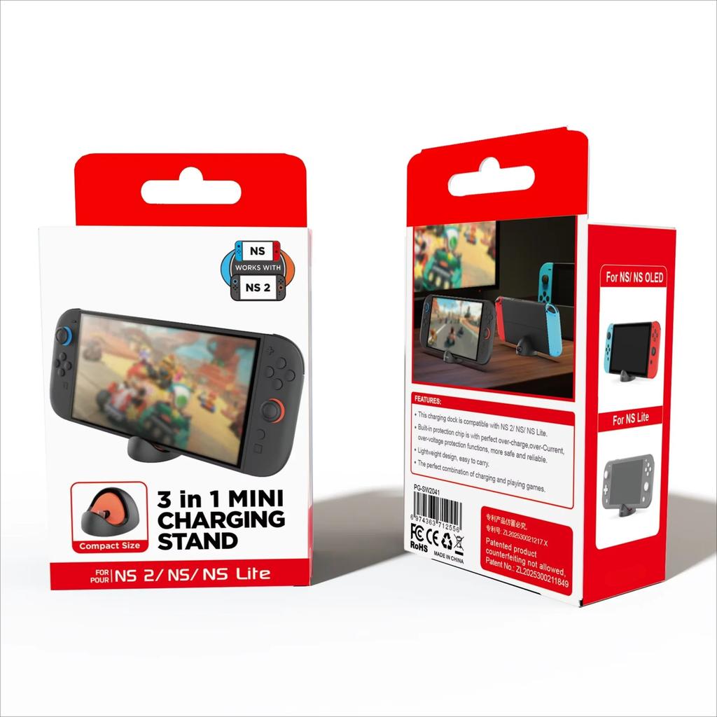 PG-SW2041 Universal Mini Charging Dock for Switch/Switch 2/Switch Lite: Portable Round Type-C Fast Charging Stand