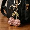 Cherry Keychain Sparkling Rhinestones Lobster Clasp Keyring Cute Fruit Bag Charm Birthday Gift for Women Girls