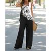 Loose Casual Suit, Women's Printed Sleeveless Top, Elastic Waist, High Waisted Pants, Two-piece Set