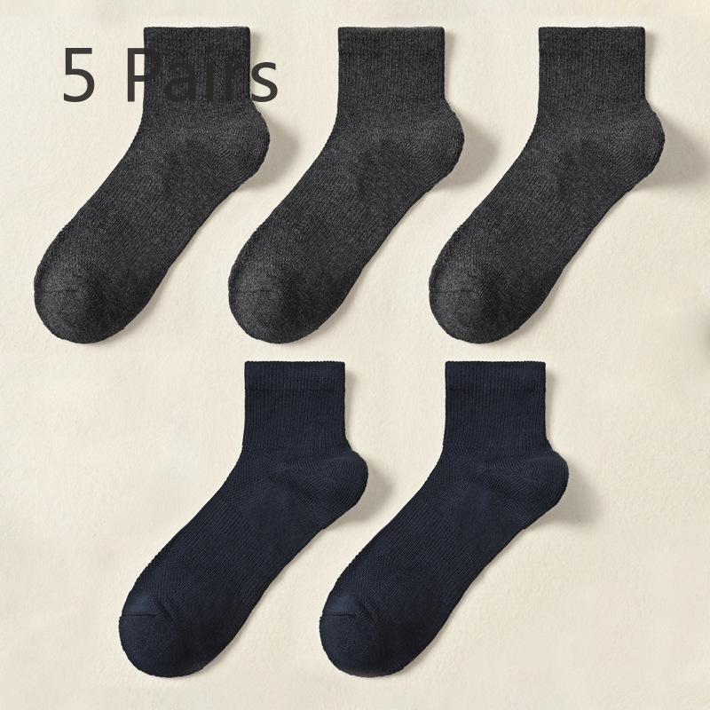 

5 пар мужских спортивных носков средней длины из чистого хлопка, впитывающих пот, сетчатых, дышащих, шерстяных 5 Pairs