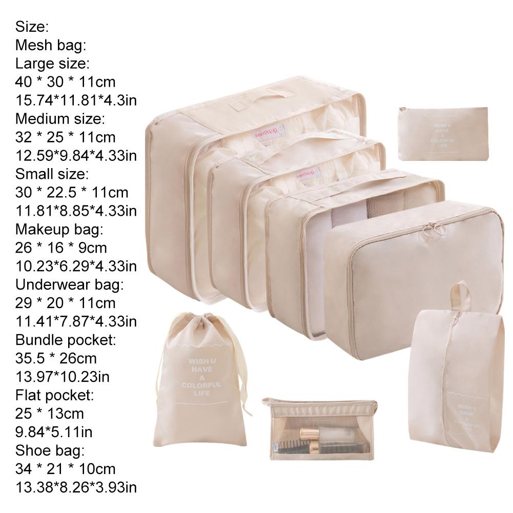 8 Pieces Set Travel Organizer Storage Bags Suitcase Organizer Bags Clothes Shoes Cosmetics Toiletries Storage Bags for Travel