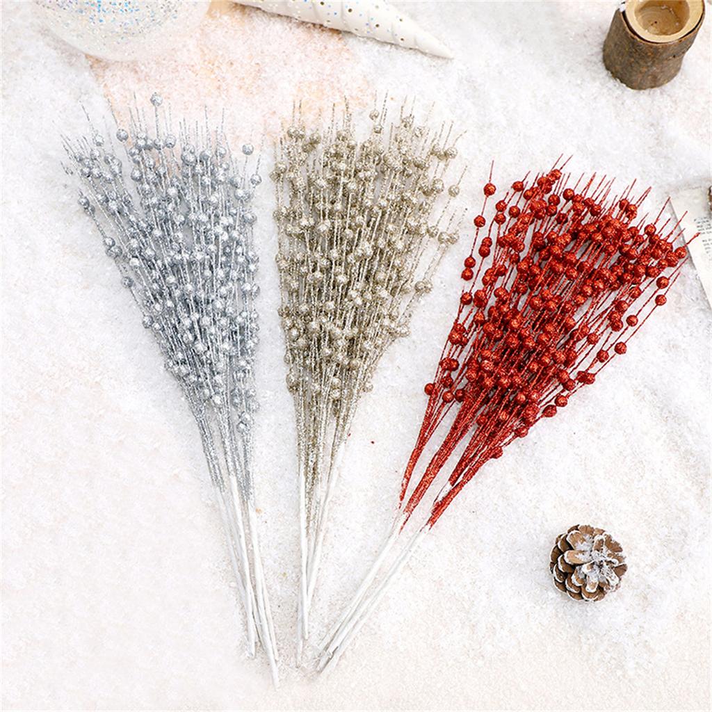 Pack Of 10 Christmas Tree Decorative Stems Artificial Plant Branches Flower Bouquet Decoration Holiday Vase Fillers