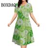 3D Butterfly Flowers Print Women's Dresses Summer Short Sleeve Clothing Casual Female Dress Retro Loose Plus Size Dress 2026 9XL