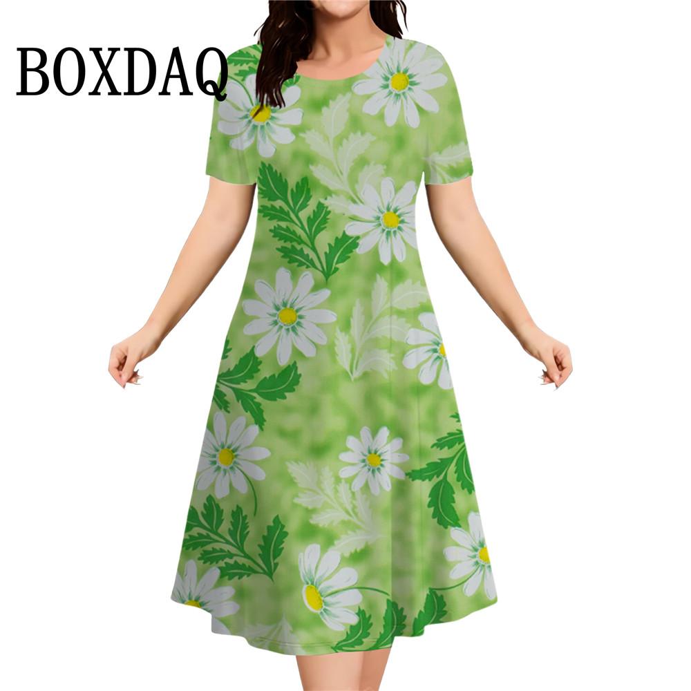 3D Butterfly Flowers Print Women's Dresses Summer Short Sleeve Clothing Casual Female Dress Retro Loose Plus Size Dress 2026 9XL