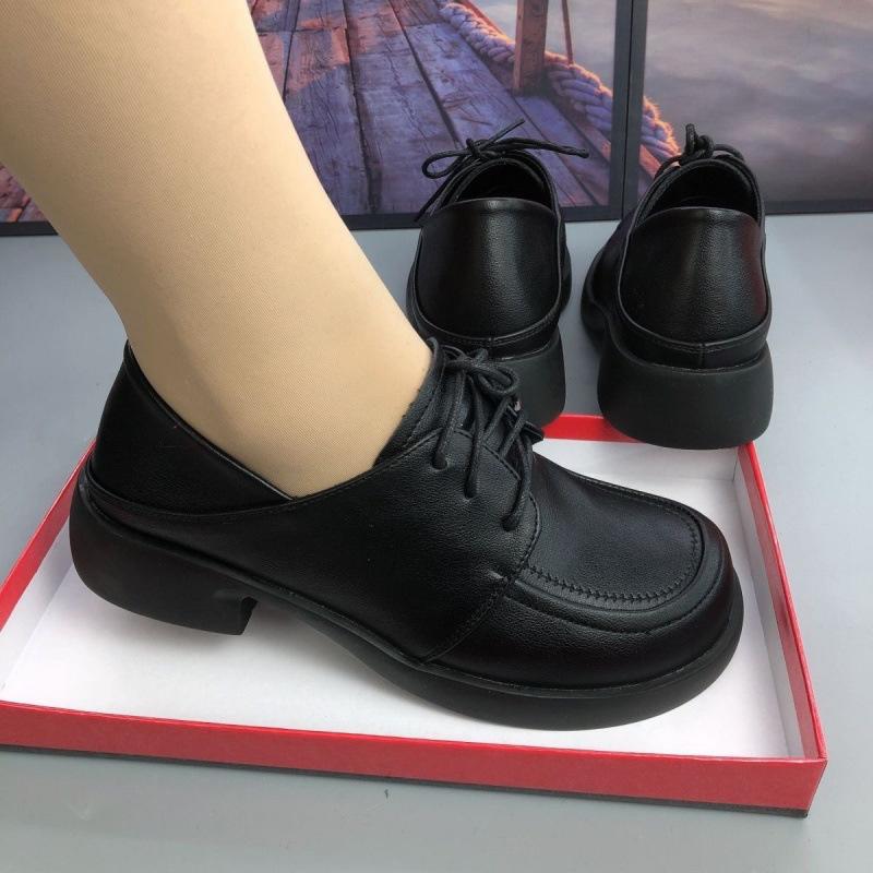 2025 New Fashion Versatile Casual Women's Leather Women's Shoes Thick Heel Single Shoes Non-slip Mother Shoes Four Seasons Work Shoes