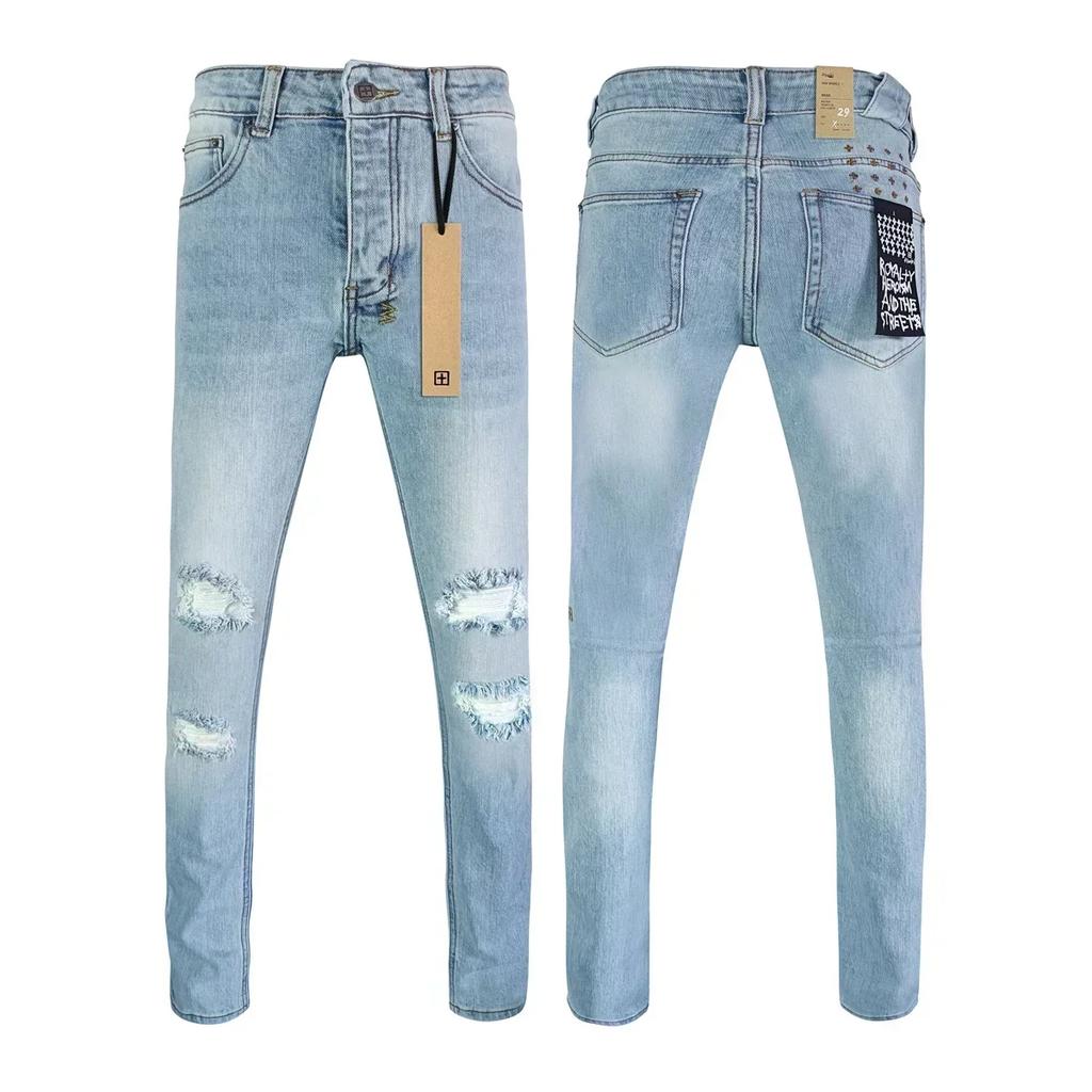 STREETRICH Nejvyšší kvalita Džíny Muži Ženy Móda Křížový Trend Retro Trend Malování Nízký Pas Strečové Skinny Roztrhané Ošoupané Kalhoty