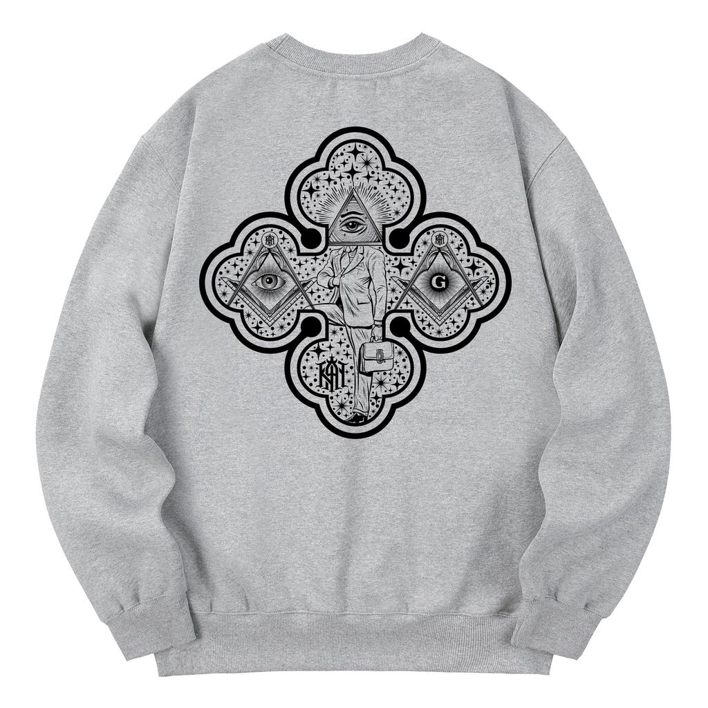 KAN6312 Kmg0123 Freemason Fleece-Lined Sweatshirt - Gray