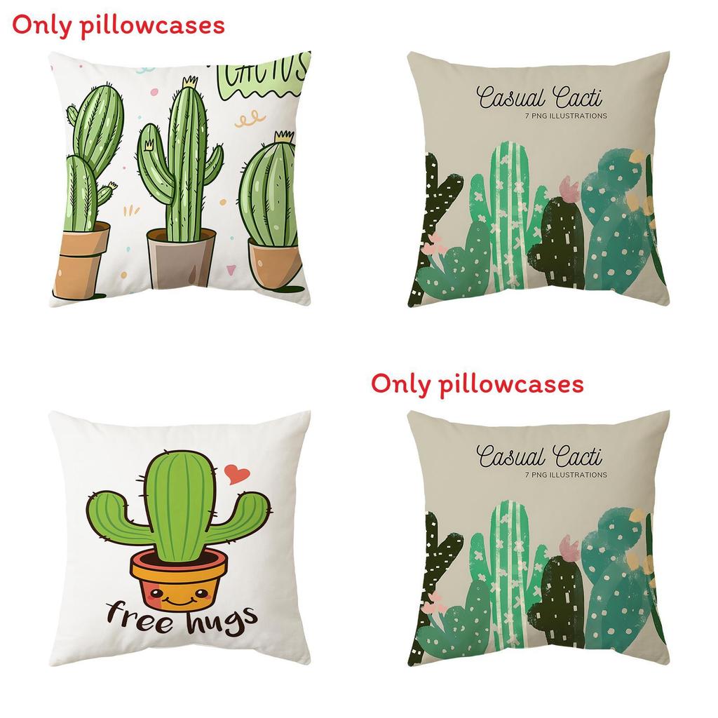 Cartoon Cactus Pattern Pillow Cover For Home Decor And Lounge Relaxation