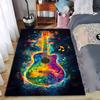 Colorful Guitar Pattern Carpet with Music Notes and Fiery Design Suitable for Use As an Anti-slip for Living Room Bedroom Sofas