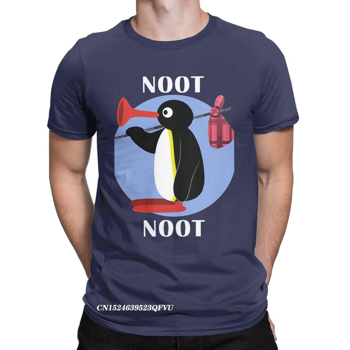 

Футболка Noot Noot Pingu Мужская Женская Хлопковая Винтажная Футболка Круглый Вырез Футболка с Пингвином Одежда Харадзюку Классика L темно-синий