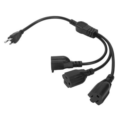 1-zu-3-Steckdosen-Stromverteilerkabel 16AWG 3-polige Innensteckdosenleiste für Computer, Monitore, Drucker