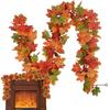 Fall Leaves Garland Decor Artificial Autumn Maple Wreath Fake Plant Decoration Maple Leaves Vine Thanksgiving Halloween Decor