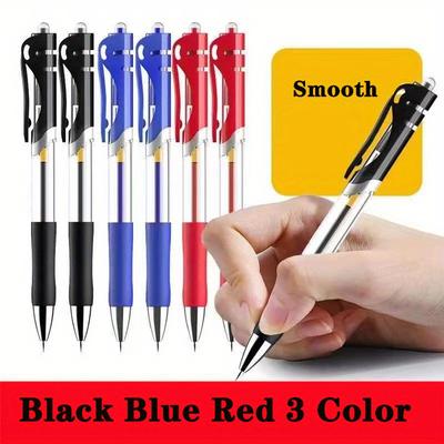 6pcs Retractable Ballpoint Pens, 0.5mm Medium Point, Carbon 0.5mm Lead, Large Capacity, Upright Position, Stationery Supplies