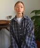 BONIEE Over Fit Check Pattern Shirt Gray