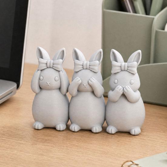 Easter Ornament, One-piece Molded Bunny Figure, 3D Printed Rabbit Design Decorative Figurine for Living Room Bedroom Holiday Decor