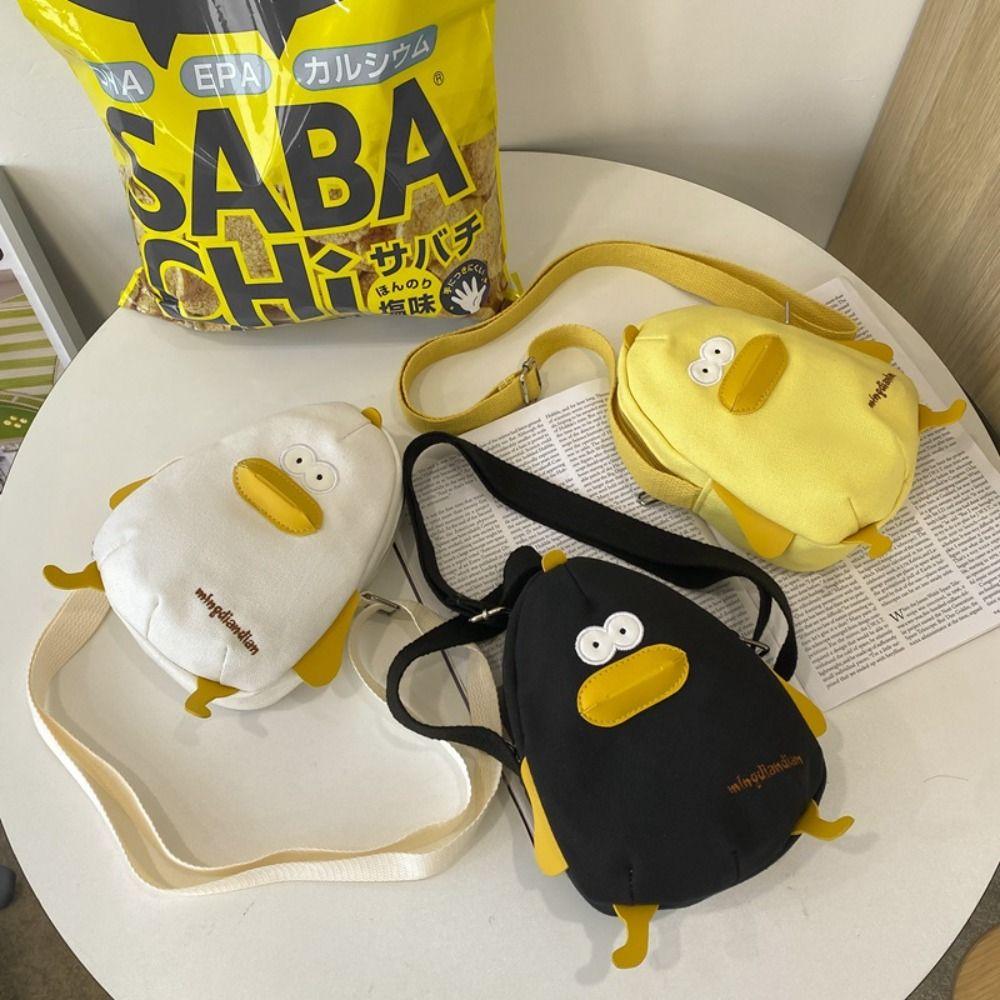 Korean Style Funny Chick Crossbody Bag Canvas Cute Handbag Creative Small Messenger Bag  Women