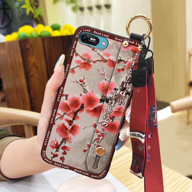 Elderly lady Kickstand Phone Case For Itel A25/A35/A25 Pro Lanyard Anti-knock Silicone Fashion Anti-dust Wristband Ring