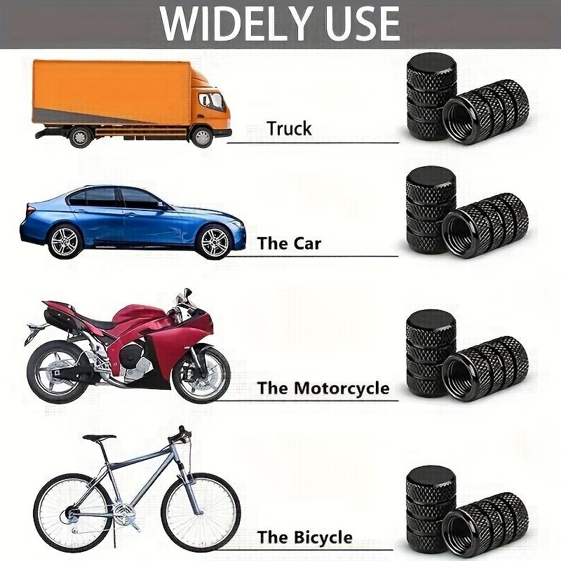 4pcs Anodized Aluminum Tire Valve Caps - Corrosion-Resistant, Fit for Cars, Trucks, Motorcycles & Bicycles