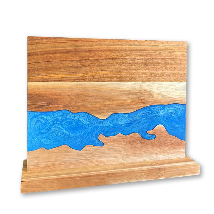 Double-Sided Magnetic Acacia Wood Knife Holder with Resin Mosaic