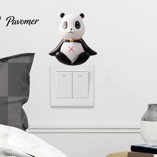 Panda Room Decor 3D Light Switch Sticker, Cute Decal, Easy Peel Resin Cover & Stick Wall Art for Home Bedroom Living Cartoon Surround