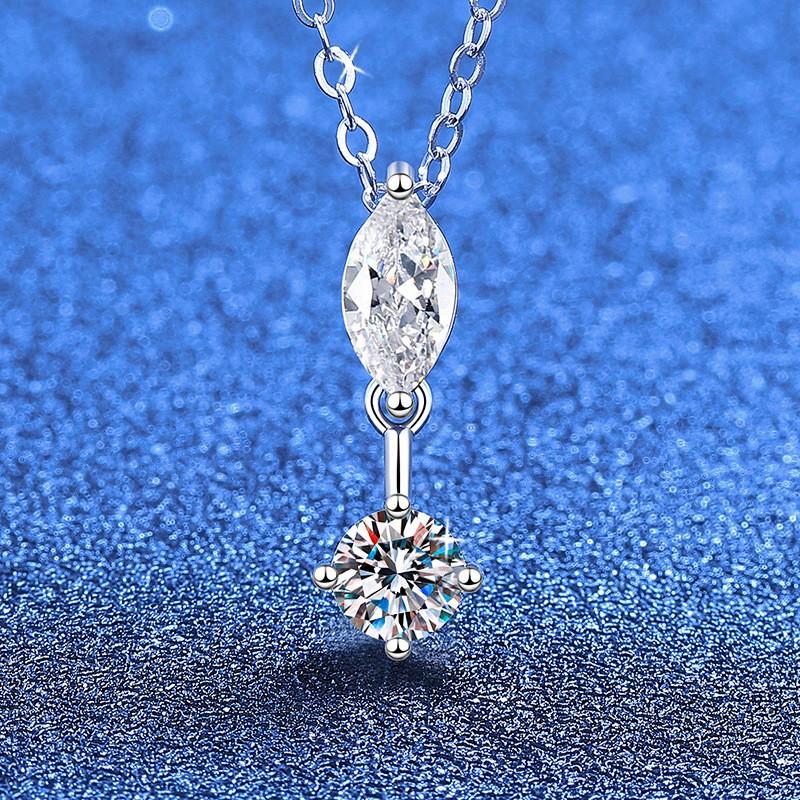 1ct Marquise Cut Moissanite Necklace Dainty Clavicle Chain Women