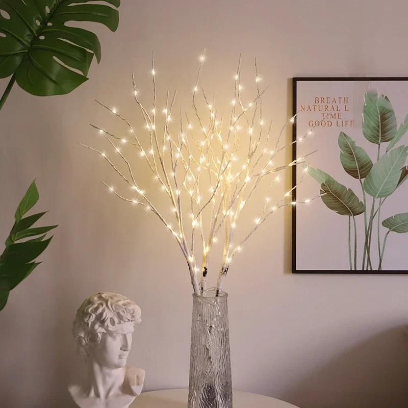 Artificial Birch Tree Home Decorative Lights 50 Leds Novelty Festive Twig Lights Battery Operated For Christmas Party Wedding